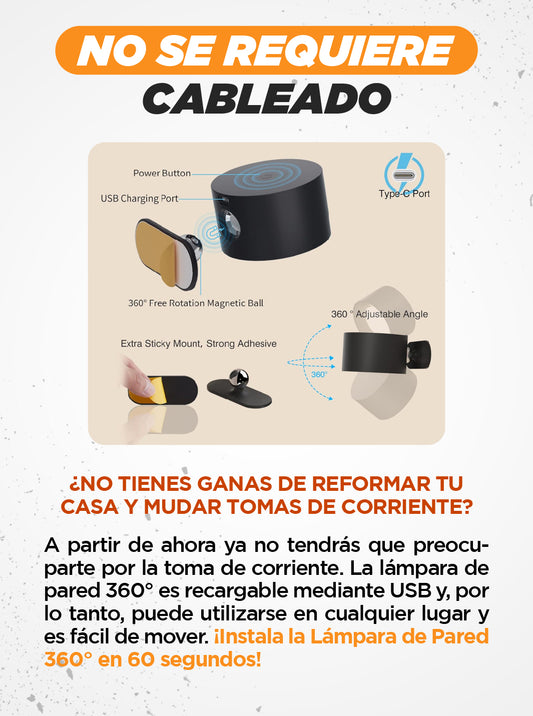 LÁMPARA DE PARED CON PUERTO USB