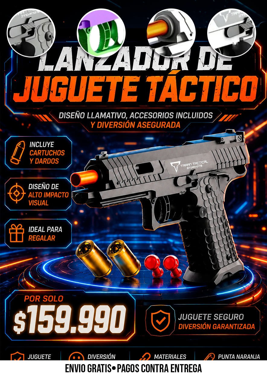 LANZADOR DE JUGUETE TÁCTICO CON ACCESORIOS