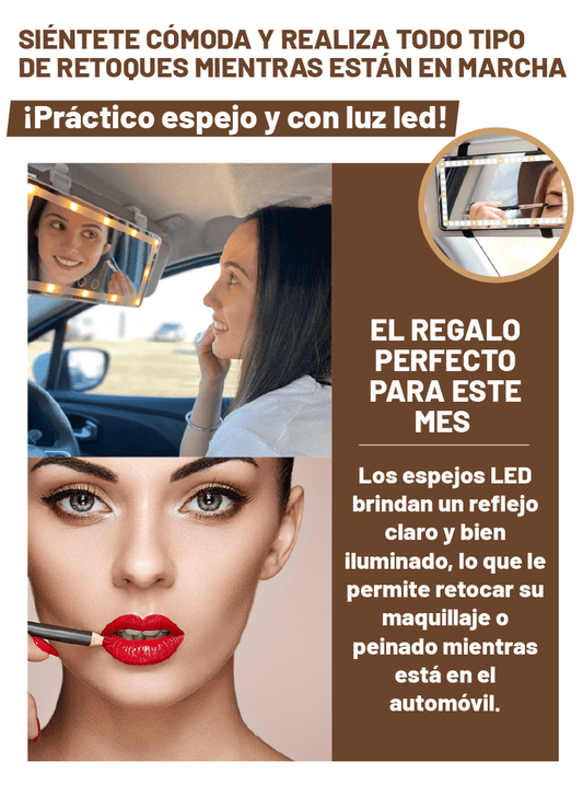 ESPEJO TOCADOR LED PARA AUTOS