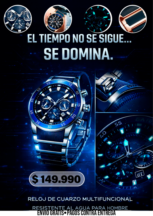 RELOJ DE CUARZO MULTIFUNCIONAL RESISTENTE AL AGUA PARA HOMBRE