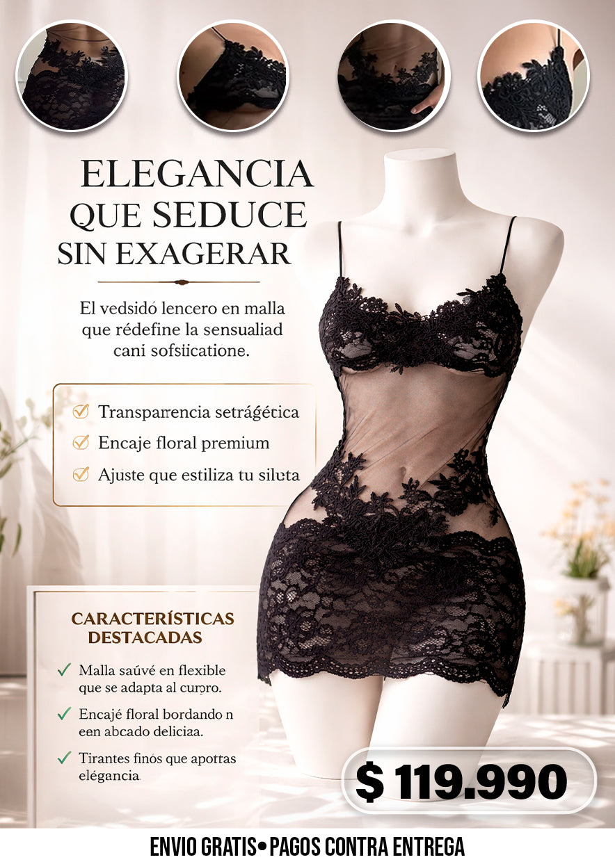 VESTIDO LENCERO SEXY DE MALLA
